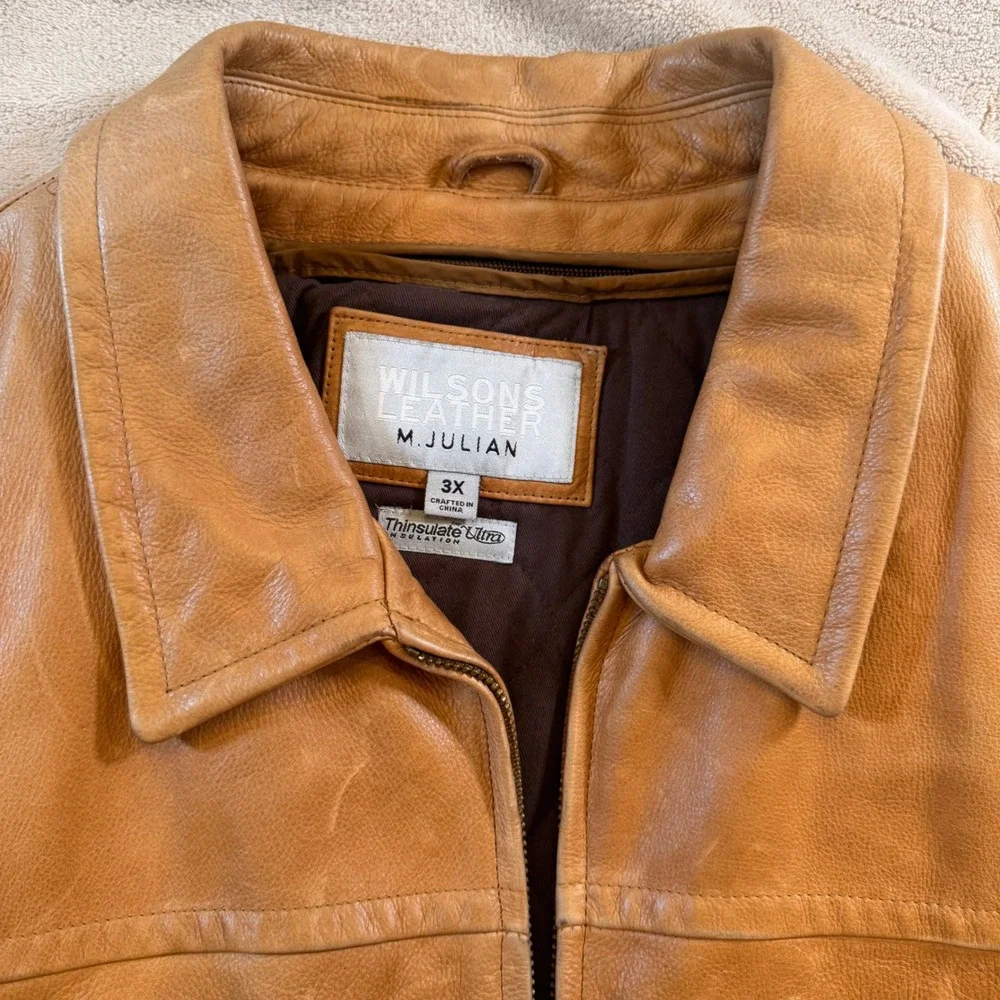 Vintage Wilsons Leather M. Julian Tan Cognac Leather Jacket Thinsulate Sz 3X‎